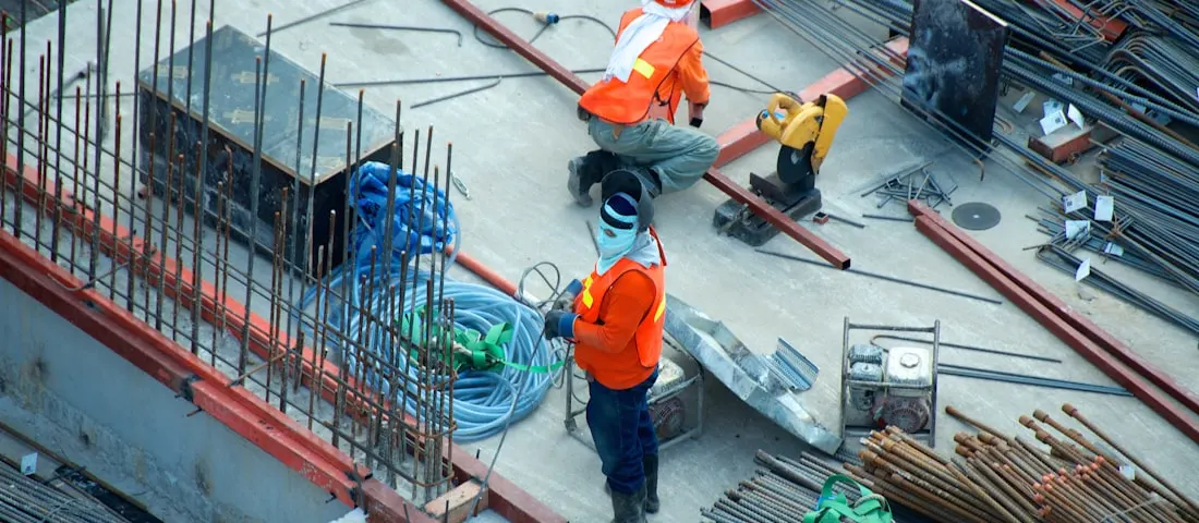 Construction site with modern technology